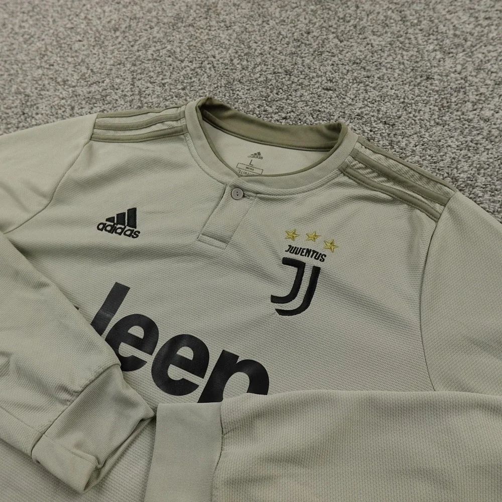 Juventus Soccer Jersey Mens‎ L Beige Long Sleeve Adidas Ronaldo Futbol Football